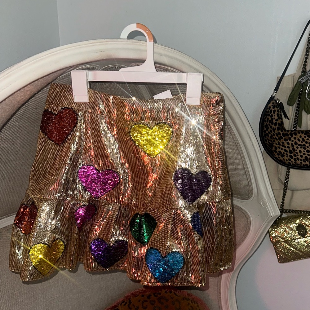 Queen of Sparkles Gold Hearts Skirt